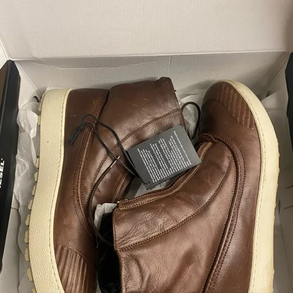 Diesel mud color calfskin Leather Men's Boots size 12