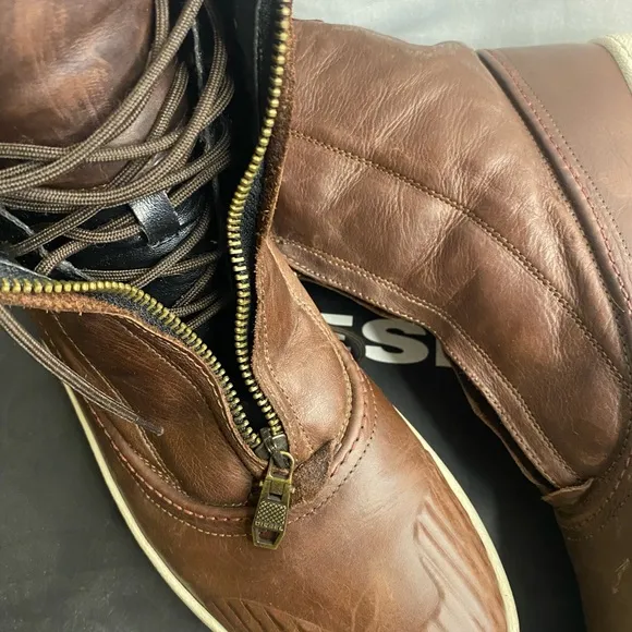Diesel mud color calfskin Leather Men's Boots size 12