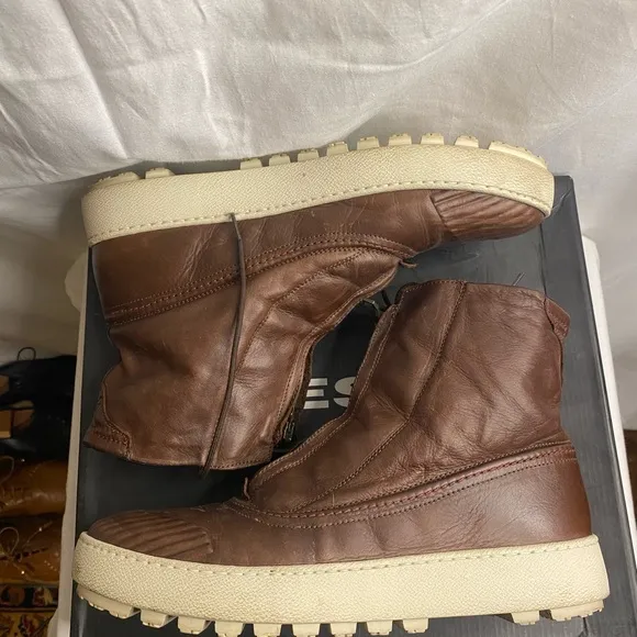 Diesel mud color calfskin Leather Men's Boots size 12