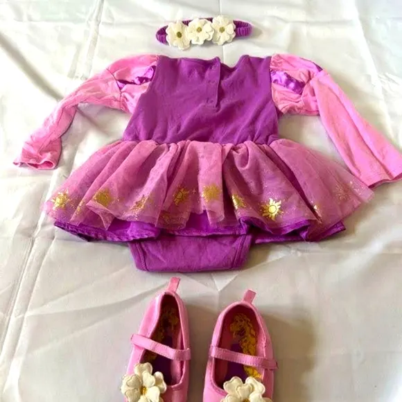 Disney baby Rapunzel headband dress and shoes size 18-24 months