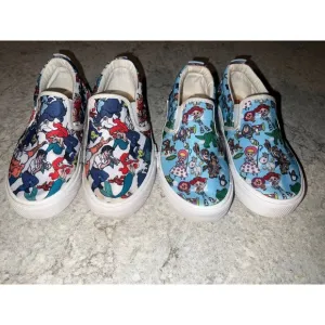 DISNEY Shoes Kids 13 The Little Mermaid &amp; Toy Story SNEAKERS SLIP (2 Pair)