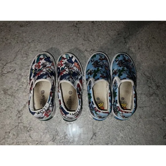 DISNEY Shoes Kids 13 The Little Mermaid &amp; Toy Story SNEAKERS SLIP (2 Pair)