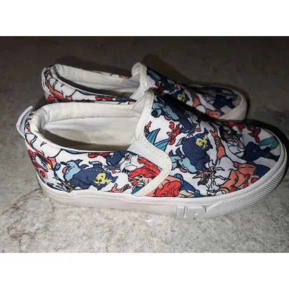 DISNEY Shoes Kids 13 The Little Mermaid &amp; Toy Story SNEAKERS SLIP (2 Pair)