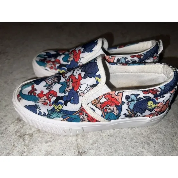 DISNEY Shoes Kids 13 The Little Mermaid &amp; Toy Story SNEAKERS SLIP (2 Pair)