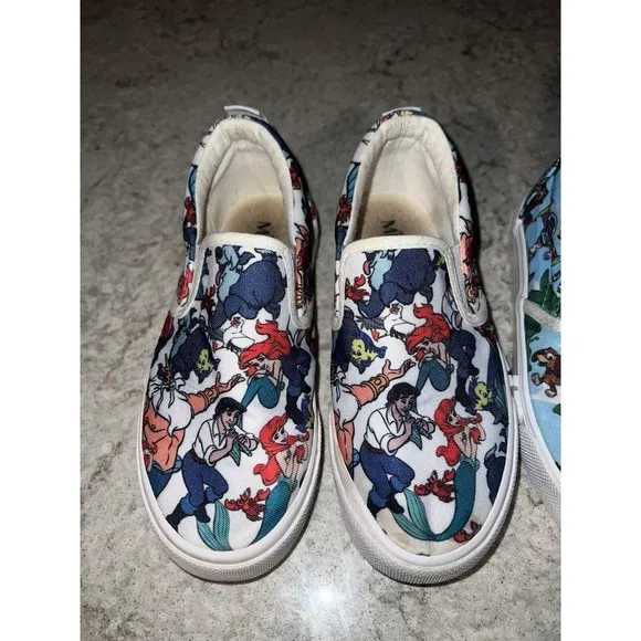 DISNEY Shoes Kids 13 The Little Mermaid &amp; Toy Story SNEAKERS SLIP (2 Pair)
