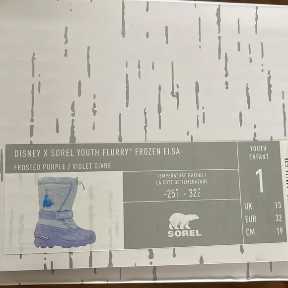 Disney Sorel youth Flurry Elsa Frozen 2 Snow Boots Size 1