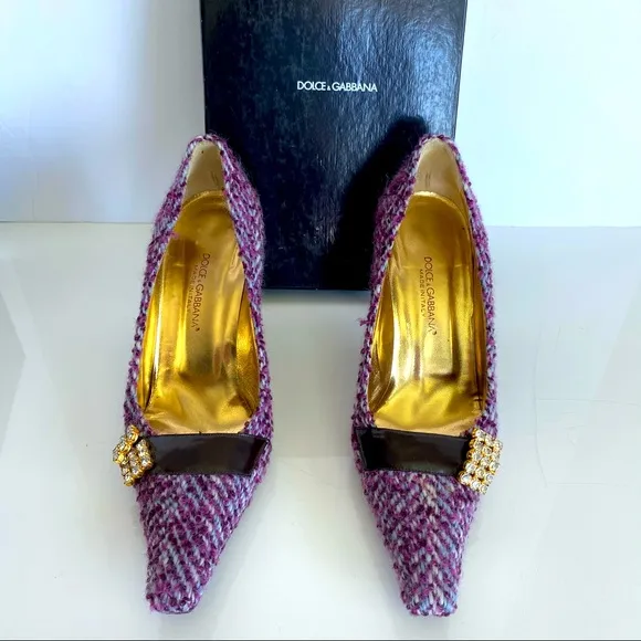Dolce &amp; Gabbana Chevron Melange Tweed Pumps