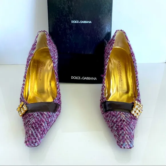 Dolce &amp; Gabbana Chevron Melange Tweed Pumps