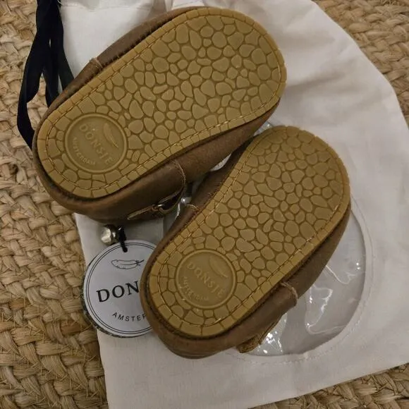 DONSJE Guinea Pig Cognac Classic Leather Baby Shoes 18-24months NWT