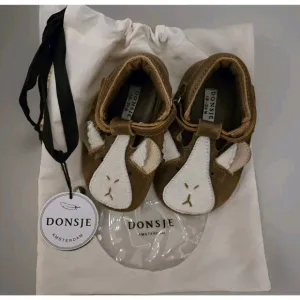 DONSJE Guinea Pig Cognac Classic Leather Baby Shoes 18-24months NWT