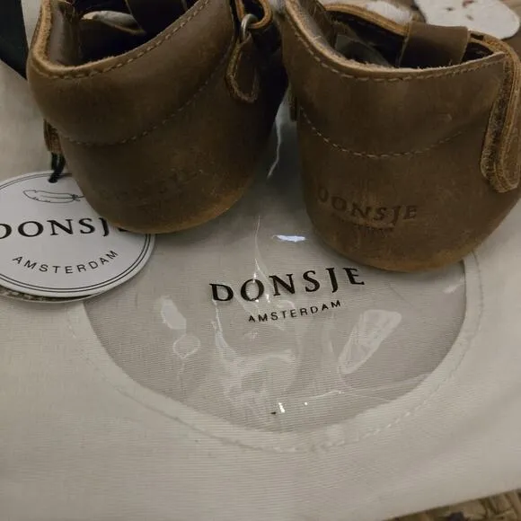 DONSJE Guinea Pig Cognac Classic Leather Baby Shoes 18-24months NWT