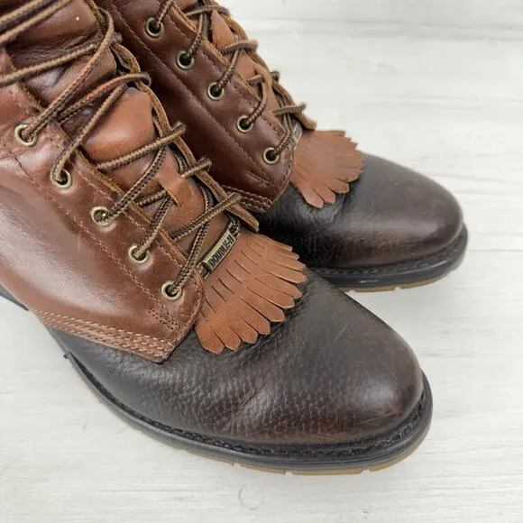 Double H 9625 Men Size 9 D Packer Lacer Logger Work Boots Leather Brown Western