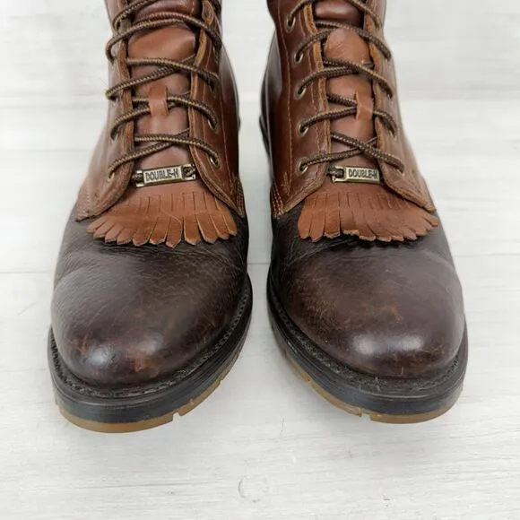 Double H 9625 Men Size 9 D Packer Lacer Logger Work Boots Leather Brown Western