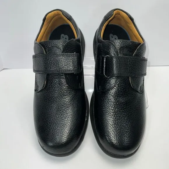 Dr. Comfort Shoes Black Leather Hook &amp; Loop Closure Orthopedic 9 Wide