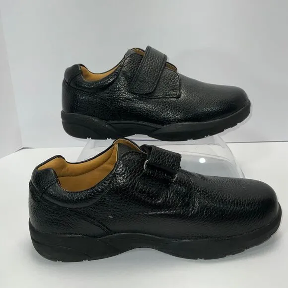 Dr. Comfort Shoes Black Leather Hook &amp; Loop Closure Orthopedic 9 Wide