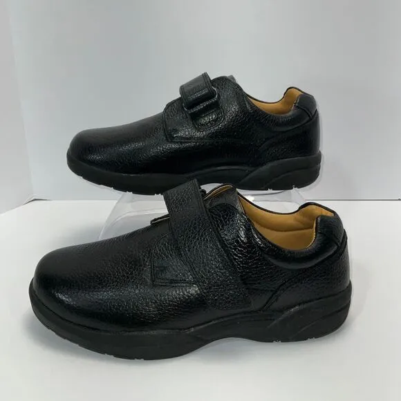 Dr. Comfort Shoes Black Leather Hook &amp; Loop Closure Orthopedic 9 Wide