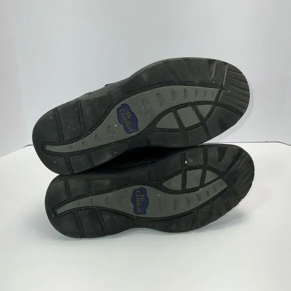 Dr. Comfort Shoes Black Leather Hook &amp; Loop Closure Orthopedic 9 Wide