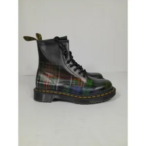 Dr Martens 1460 Tartan Plaid 8-Eye Black Blue Green Red Boots Women Sz 7 Men 6