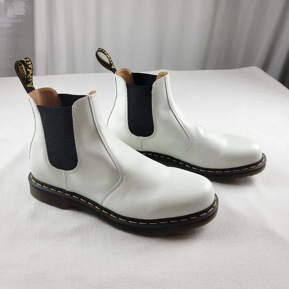 DR. MARTENS Air Wair White Smooth Leather Chelsea Boots - Mens Size 13