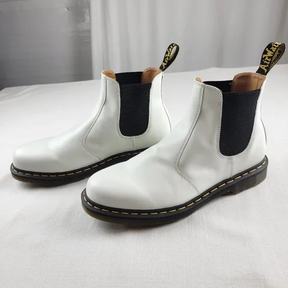 DR. MARTENS Air Wair White Smooth Leather Chelsea Boots - Mens Size 13