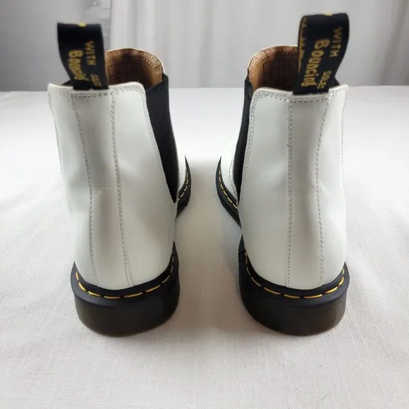 DR. MARTENS Air Wair White Smooth Leather Chelsea Boots - Mens Size 13