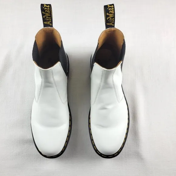 DR. MARTENS Air Wair White Smooth Leather Chelsea Boots - Mens Size 13