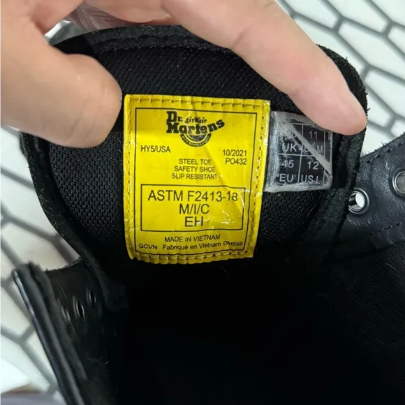 Dr. Martens Black Leather Boots (steel toe 1919)