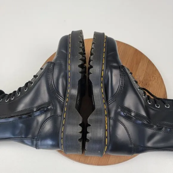 Dr. Martens Caspian Alt Black Leather Mens 7 Womens 8 Combat Tall Zip Up Boots