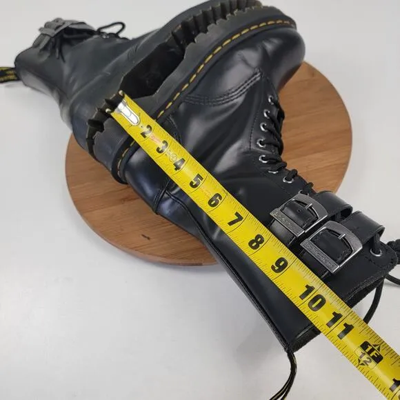 Dr. Martens Caspian Alt Black Leather Mens 7 Womens 8 Combat Tall Zip Up Boots