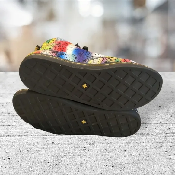 Dr. Martens graffiti paint splatter hackney canvas boots. Size W9