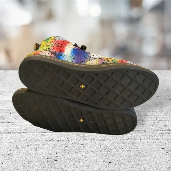 Dr. Martens graffiti paint splatter hackney canvas boots. Size W9