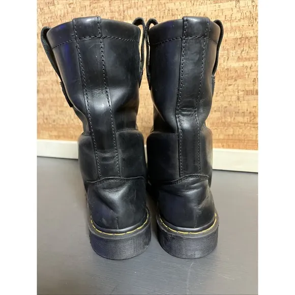 Dr Martens Industrial Black Steel Toe Safety Boots Pull On Men Size 7 (10295)