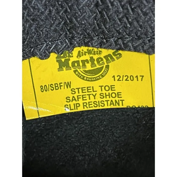 Dr Martens Industrial Black Steel Toe Safety Boots Pull On Men Size 7 (10295)