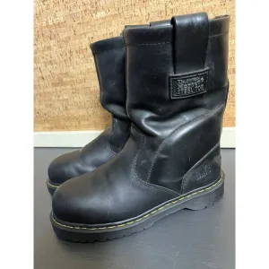 Dr Martens Industrial Black Steel Toe Safety Boots Pull On Men Size 7 (10295)
