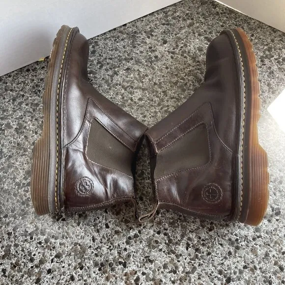 Dr Martens MILTON Brown Leather Chelsea Slip On Ankle Boots Mens 10 Womens 11
