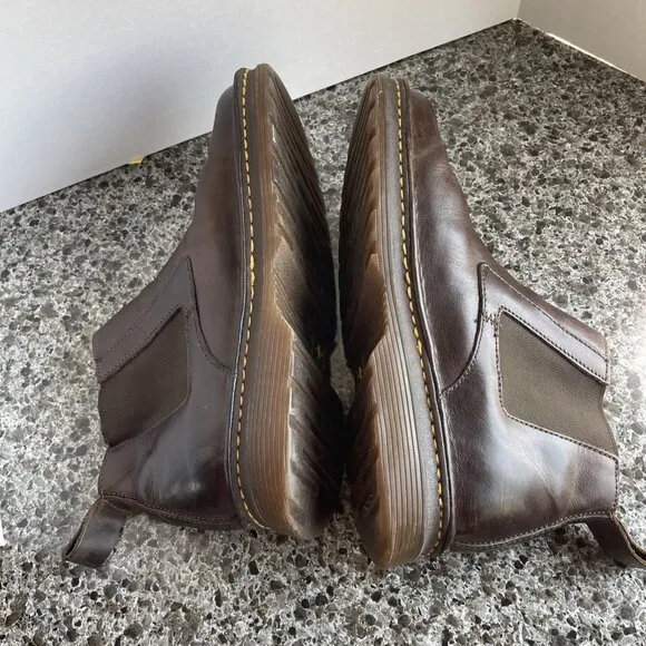 Dr Martens MILTON Brown Leather Chelsea Slip On Ankle Boots Mens 10 Womens 11