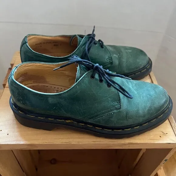 Dr. Martens Size 5 Green Leather The Original Air Cushion Low Top Oxford Shoes