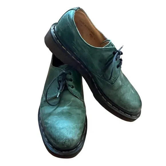 Dr. Martens Size 5 Green Leather The Original Air Cushion Low Top Oxford Shoes