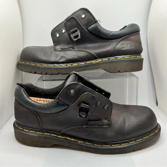 Dr. Martens Sz 9 Men Brown Leather Ankle Work Boots Oxford Lace Up England.