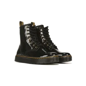Dr. Martens Unisex Patent Leather Zavala Combat Boots in Black