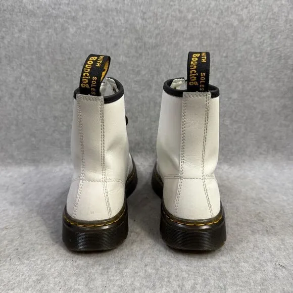 Dr Martens Boots Womens Size 5 Zavala White Leather Lace Up Combat Docs Shoes