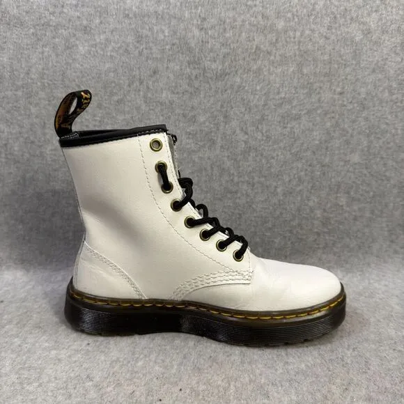 Dr Martens Boots Womens Size 5 Zavala White Leather Lace Up Combat Docs Shoes