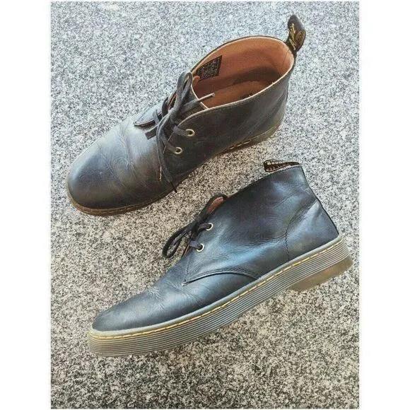 Dr Martens Doc Cabrillo Black Leather Chukka Lace Up Boots Shoes Men Sz 9M US/42