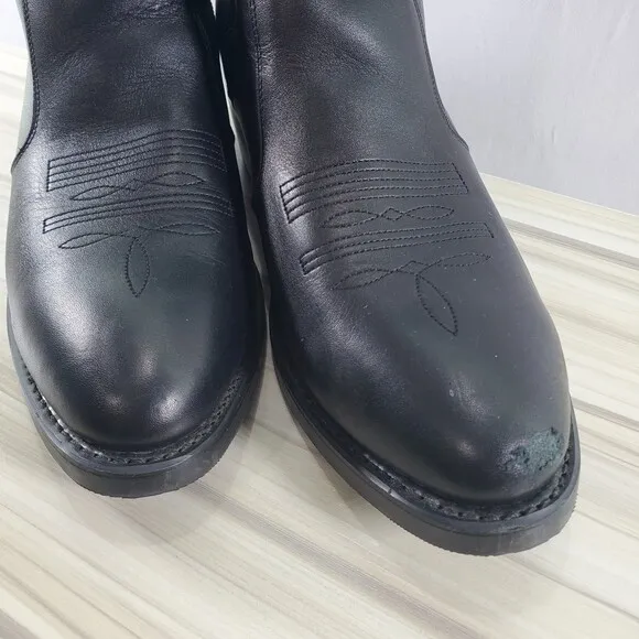 Durango 10 EE TR820 Black Leather 7&quot; Side Zip Boots Men Western Boot Shorty Wide