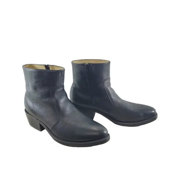 Durango 10 EE TR820 Black Leather 7&quot; Side Zip Boots Men Western Boot Shorty Wide
