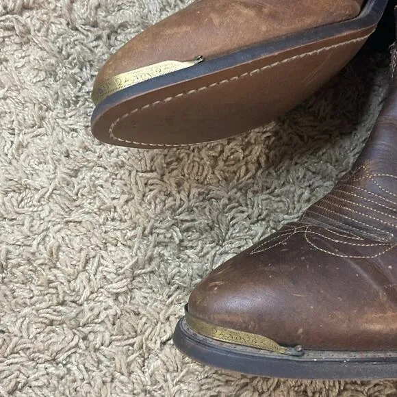 Durango Men Brown Western Cowboy Leather Slouch Almond Toe Boots Size 10 D