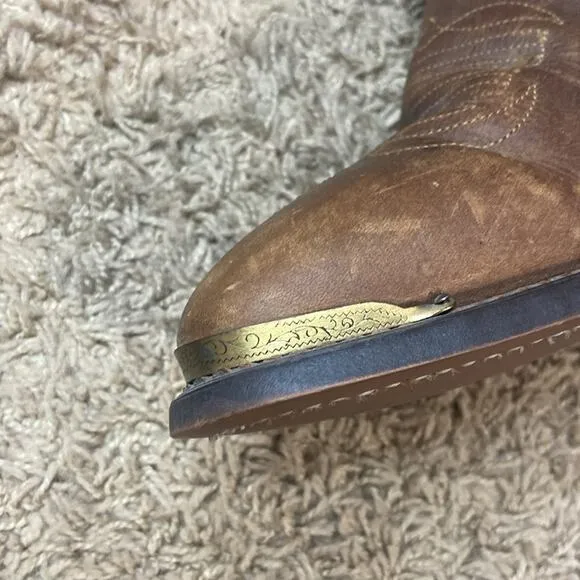 Durango Men Brown Western Cowboy Leather Slouch Almond Toe Boots Size 10 D