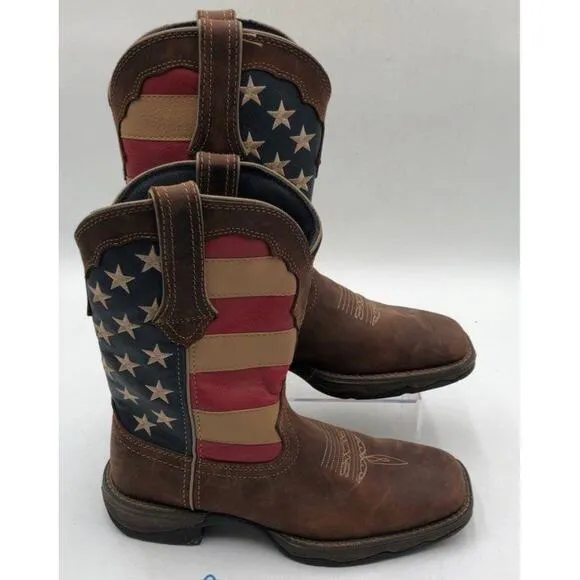 Durango RD4414 Lady Rebel Patriotic Flag Western Boots - Brown - (10 W) (8M)