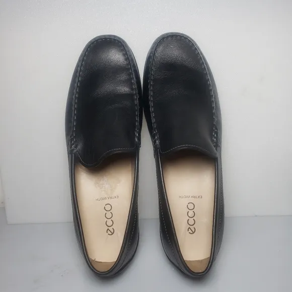 Ecco Men's Classic Moc Black Leather Slip On Loafer Driving Shoes Size 12EW