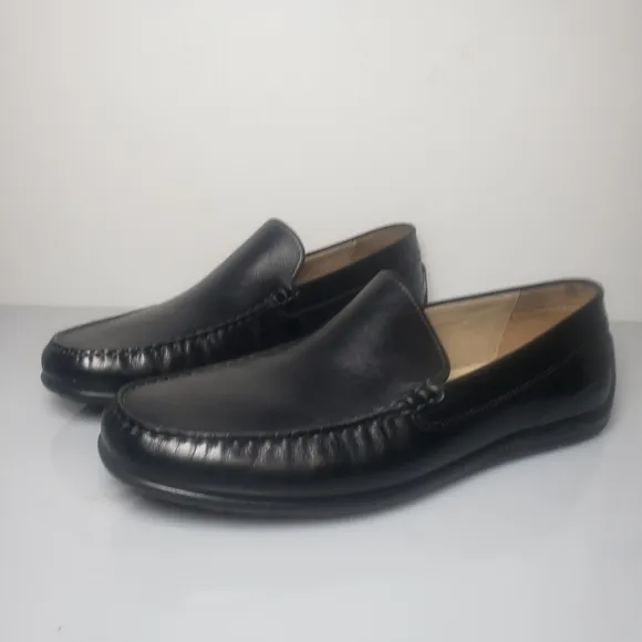 Ecco Men's Classic Moc Black Leather Slip On Loafer Driving Shoes Size 12EW